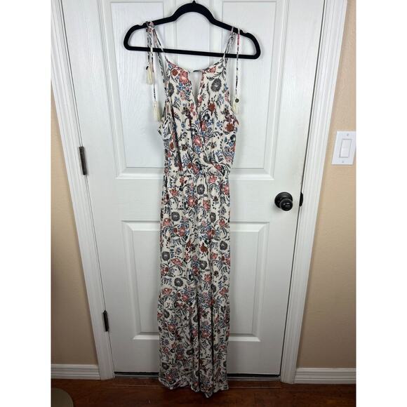 Ivory Floral Print Halter Open Back Maxi Dress American Eagle Medium Boho - Picture 10 of 10